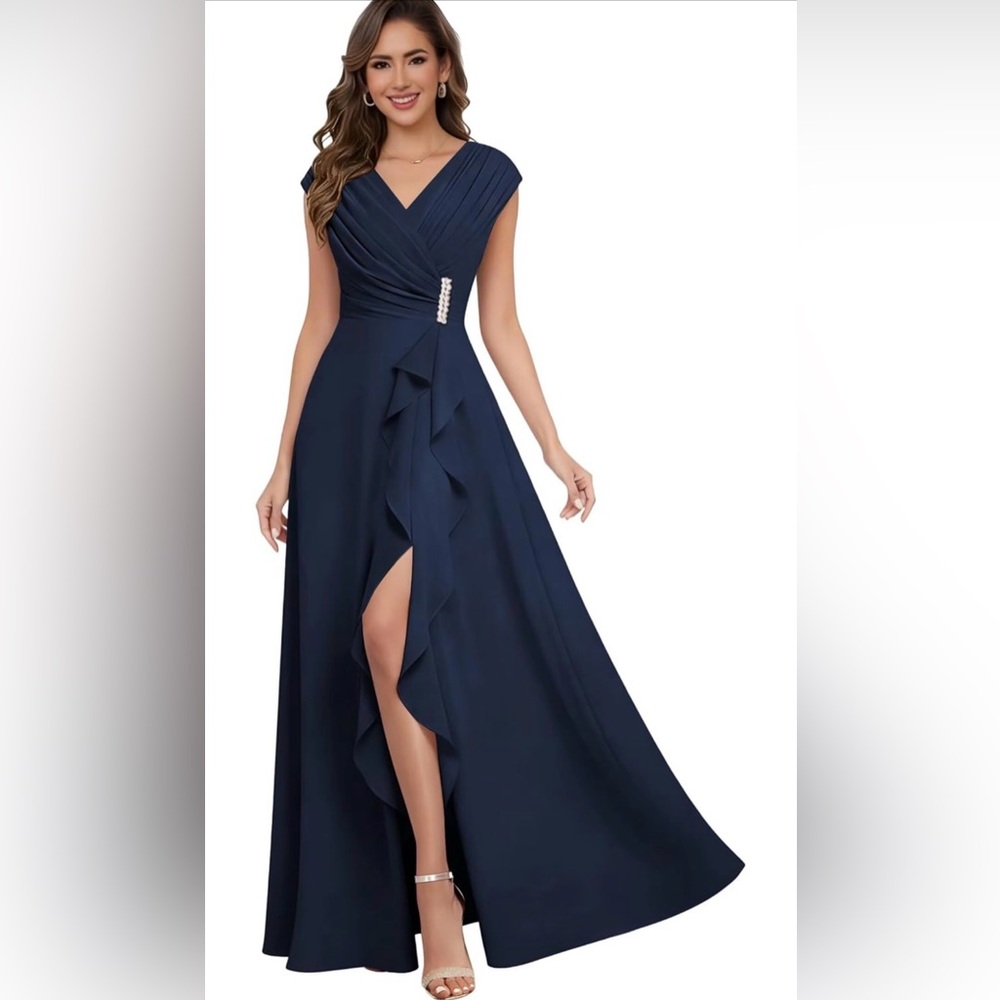 NWT Elegant Navy Blue Evening Gown